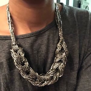 Gunmetal grey beaded braided necklace